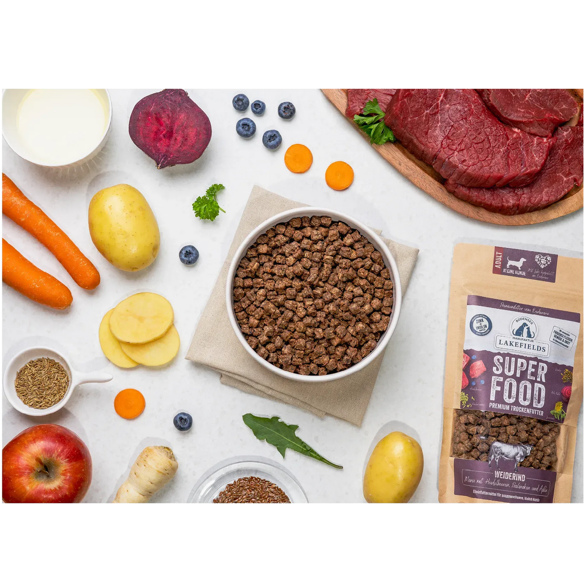 Trockenfutter Superfood Rind - für kleine Hunde