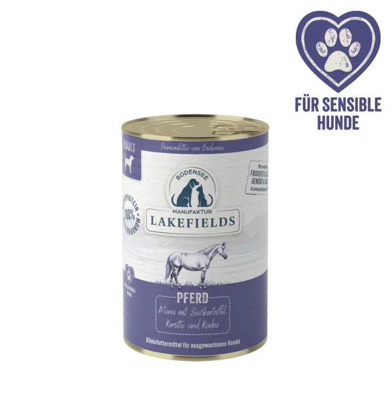 Dosenfleisch-Menü Pferd für ausgewachsene Hunde