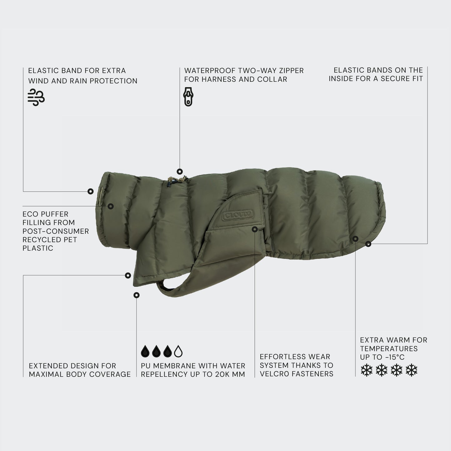 Hundemantel Winter Everest Light Olive