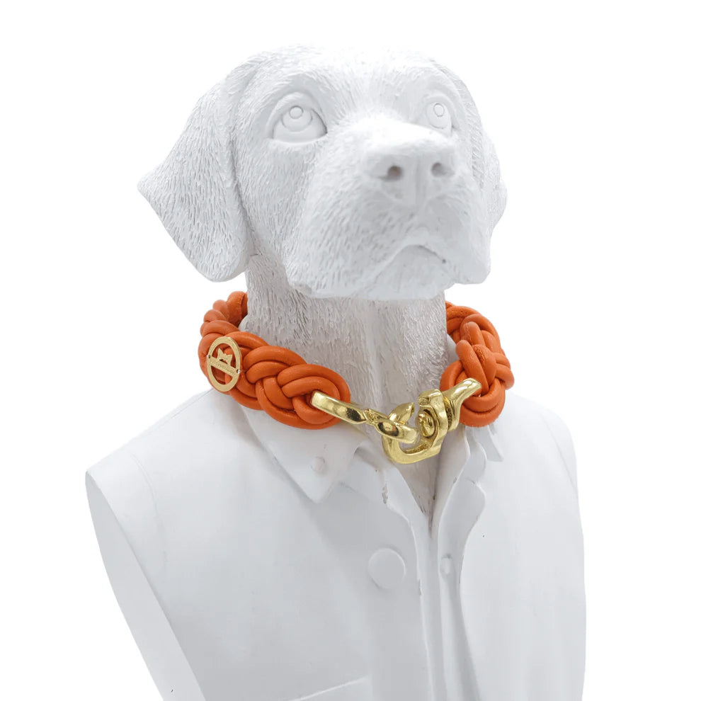 Nappaleder Flechthalsband in Orange