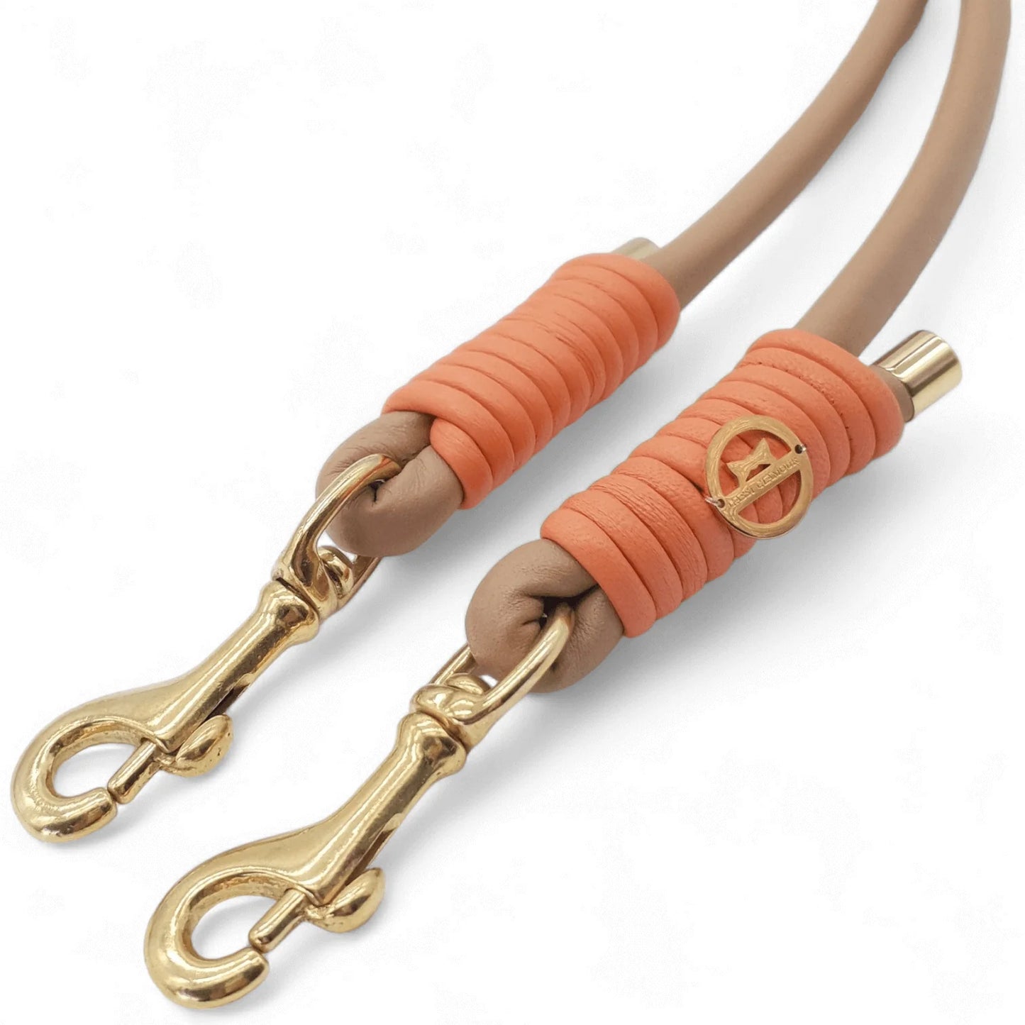 Leine aus Nappaleder in Cappuccino-Orange