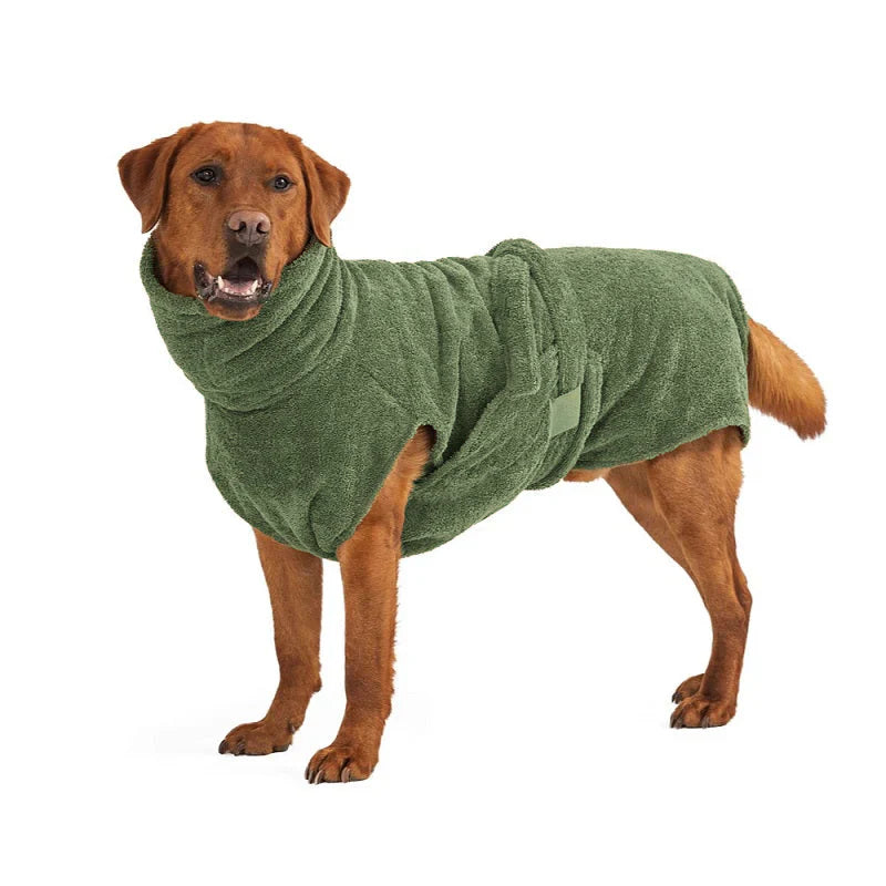 Hundebademantel aus Bio-Baumwolle "Olive" NEU 2025