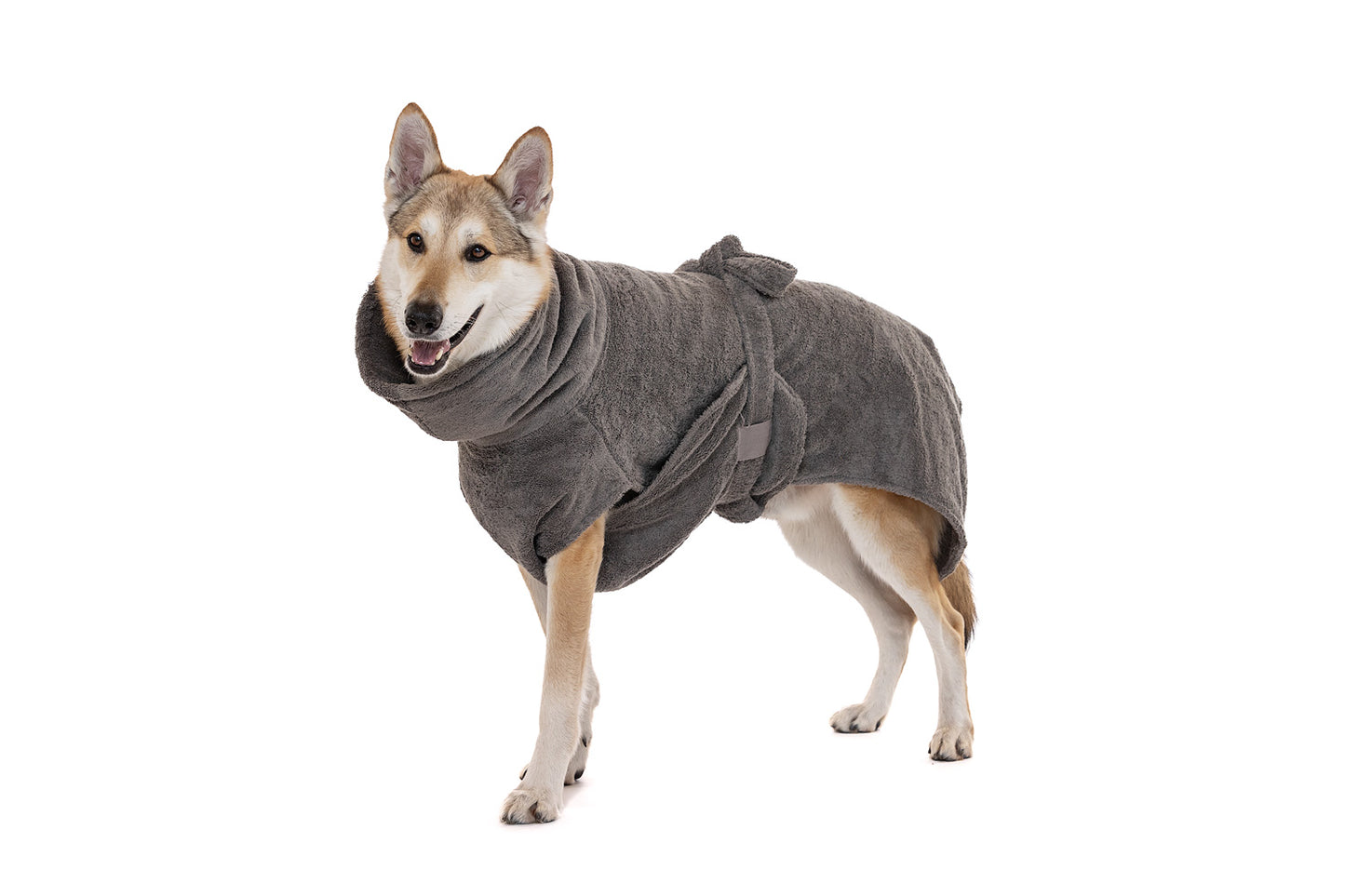 Hundebademantel aus Bio-Baumwolle "Stone Grey"