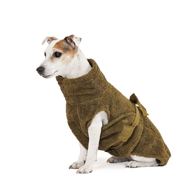Hundebademantel aus Bio-Baumwolle "Olive"