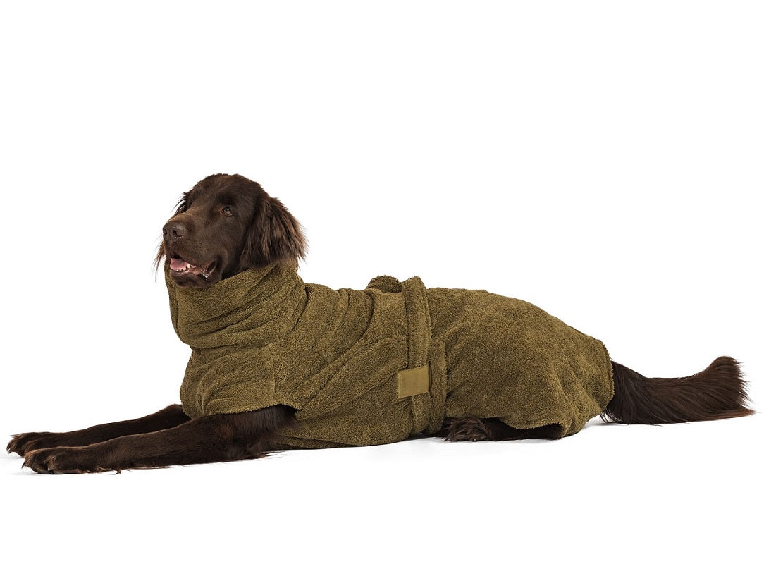Hundebademantel aus Bio-Baumwolle "Olive"