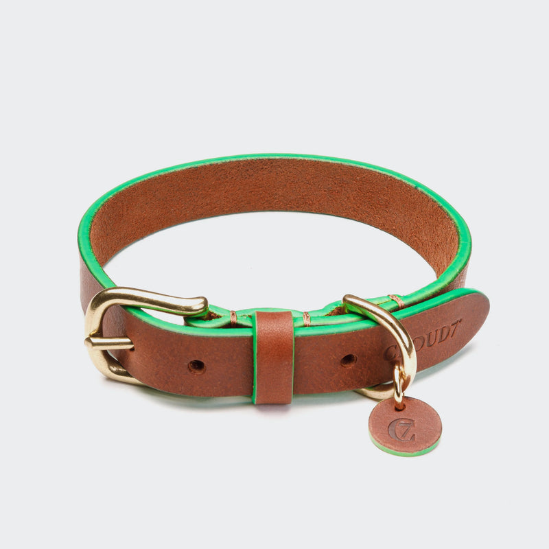 Hundehalsband Kings Park Cognac/Green