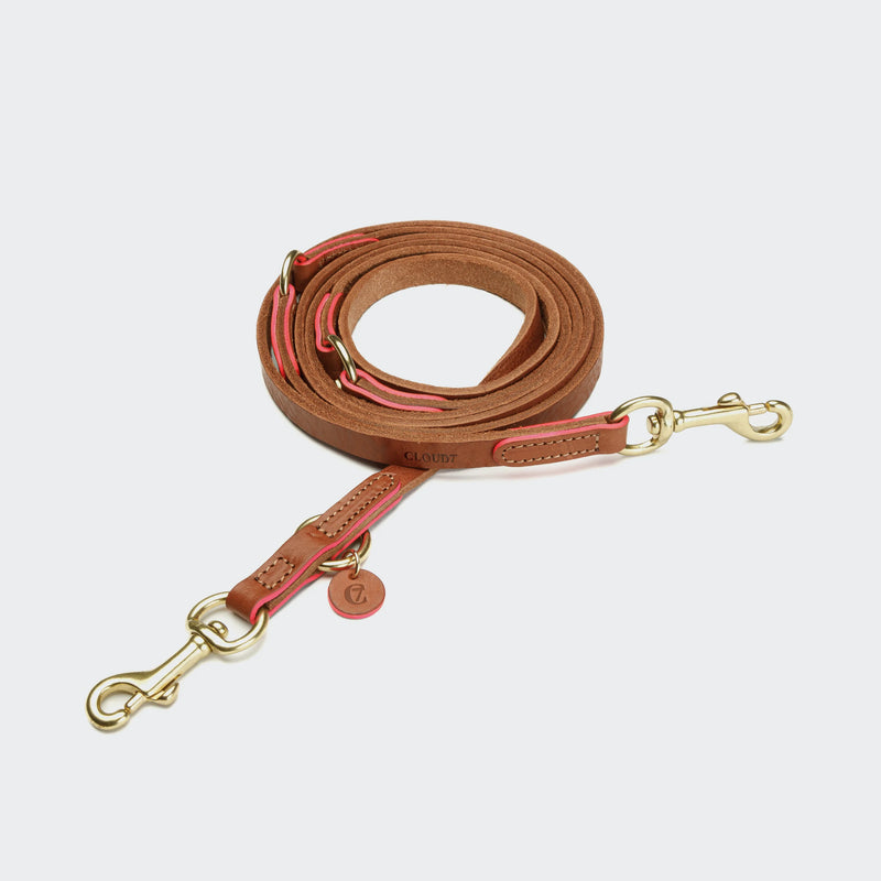 Hundeleine Prince Park Cognac/Pink