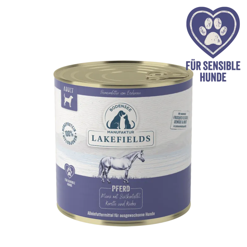 Dosenfleisch-Menü Pferd für ausgewachsene Hunde