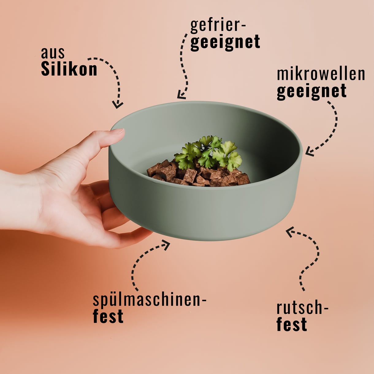 Silikon-Futternapf in sage green