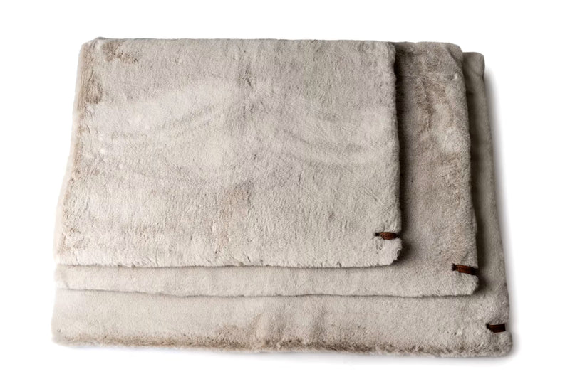 Plaid aus Velours und Kunstfell in beige