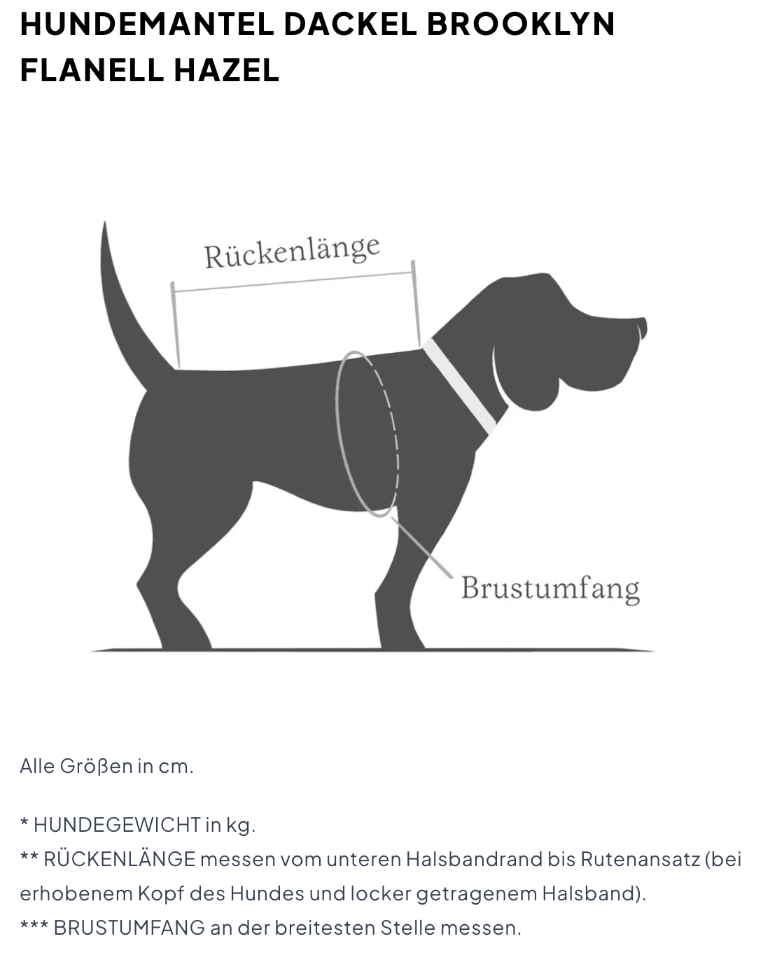 Hundemantel Brooklyn Dackel Flanell Hazel