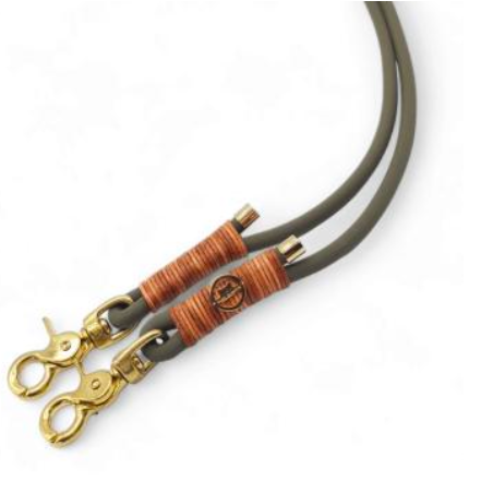 Leine aus Nappaleder in Olive mit Takelung Vintage Cognac Lederriemen