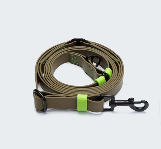 Freihandleine BioThane Ipanema Olive-Neon Green