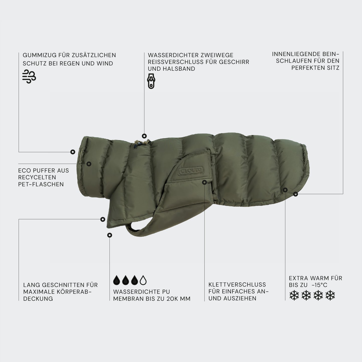 Hundemantel Winter Everest Light Olive