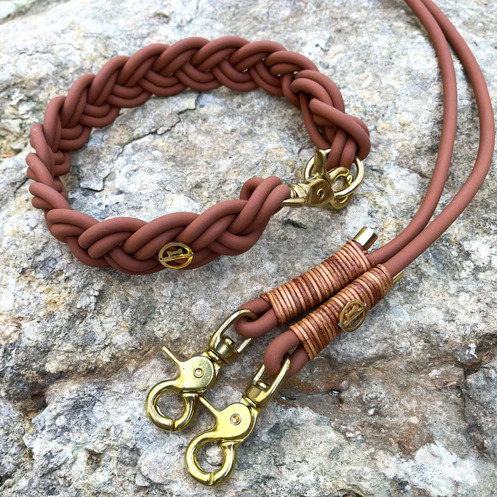 Biothane Flechthalsband in Hellbraun