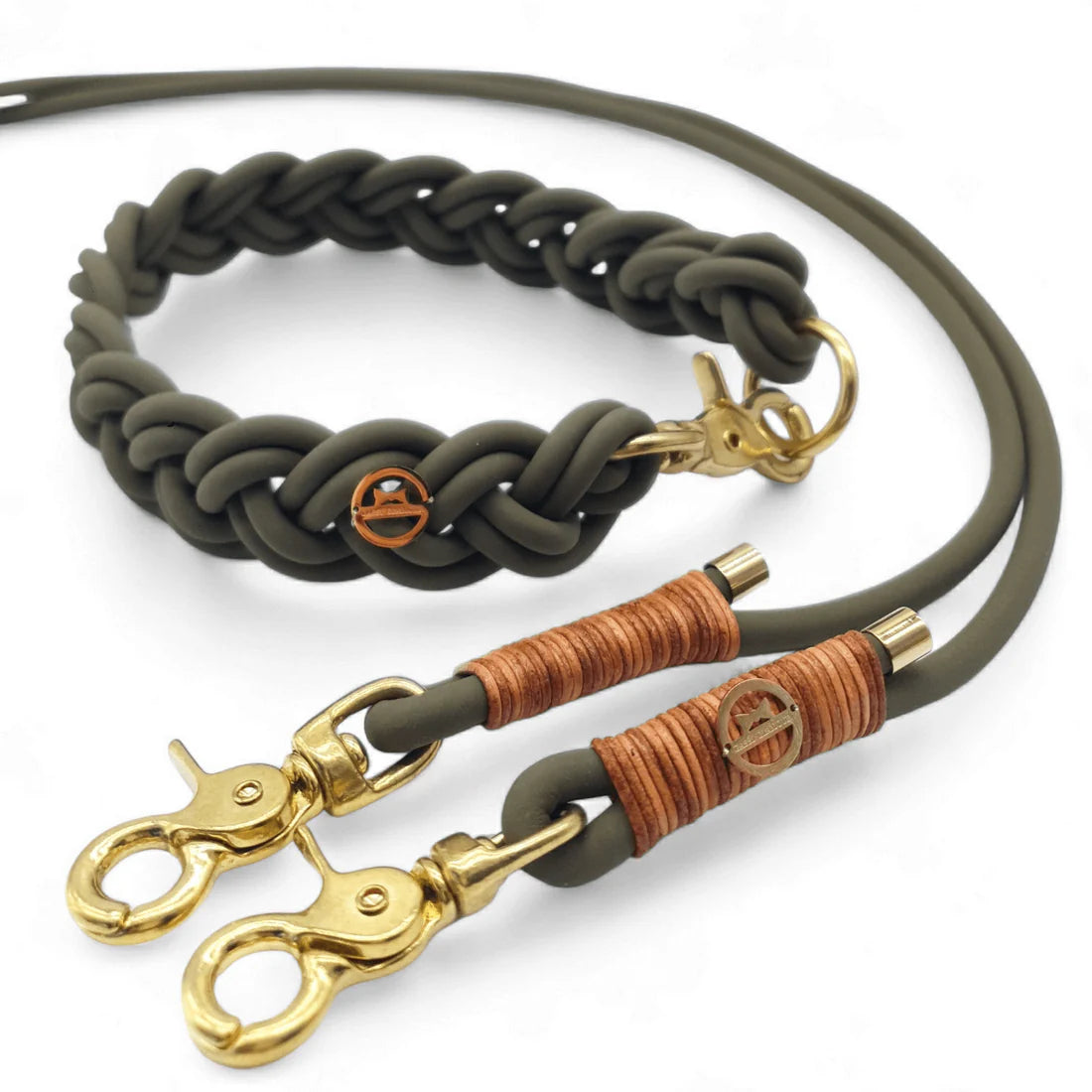 Biothane Flechthalsband in Olive