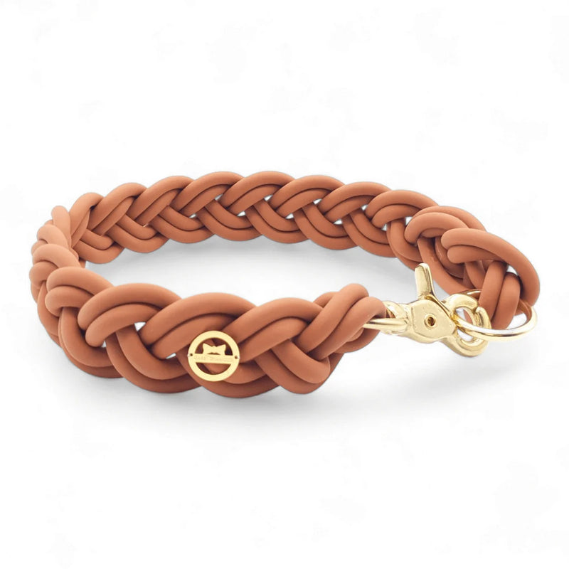 Biothane Flechthalsband in Hellbraun