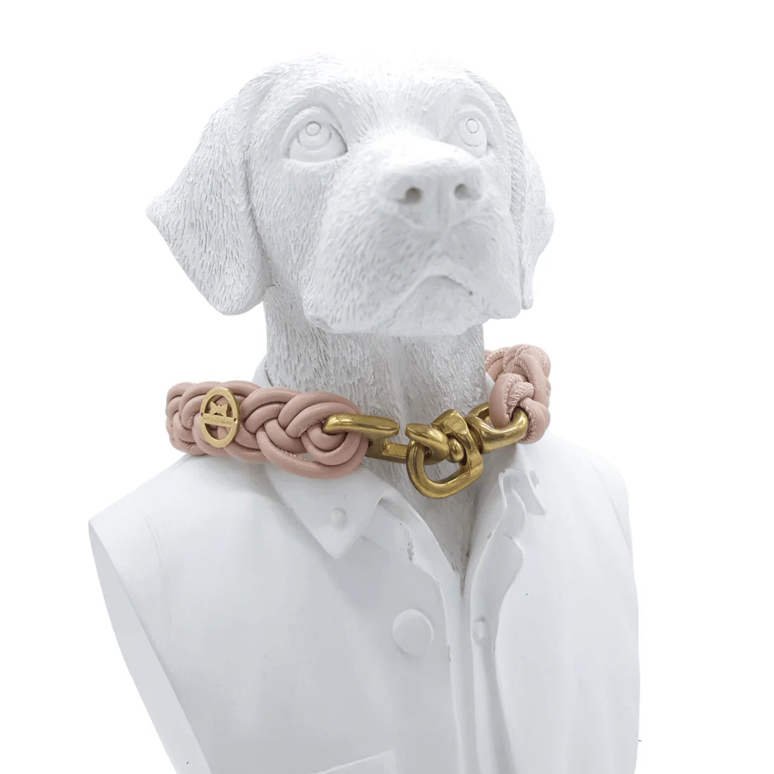 Nappaleder Flechthalsband in Rosé Champagner