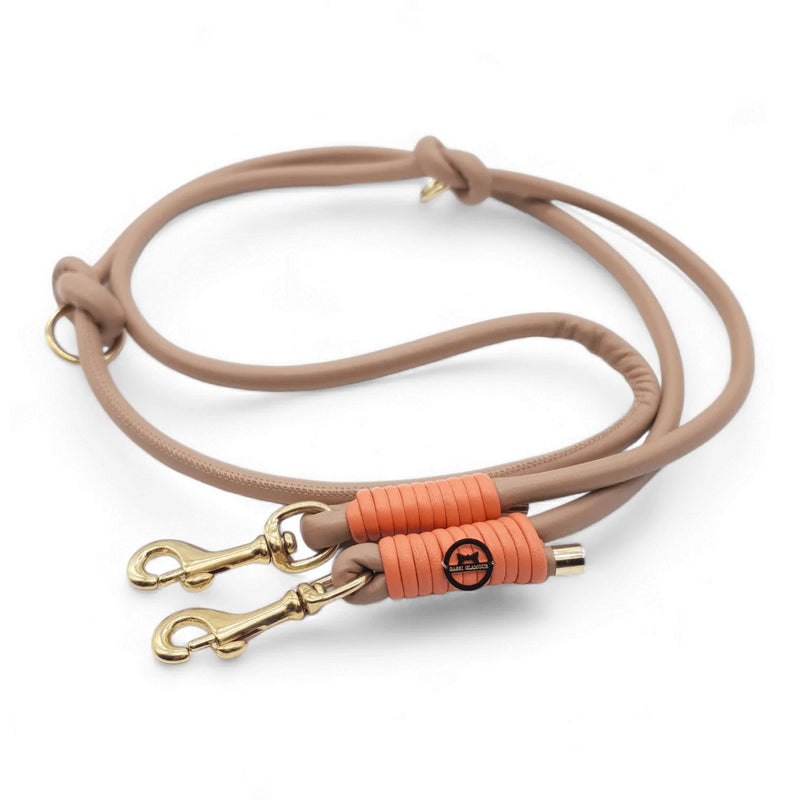 Leine aus Nappaleder in Cappuccino-Orange