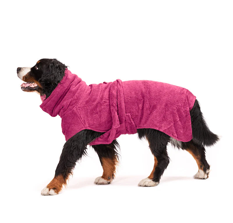 Hundebademantel aus Bio-Baumwolle Beetroot
