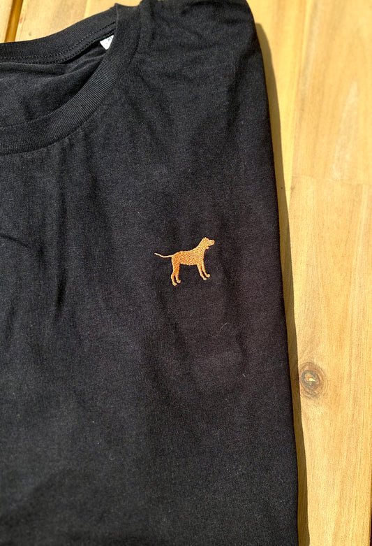 Schwarzes T-Shirt unisex mit Jagdhund Icon