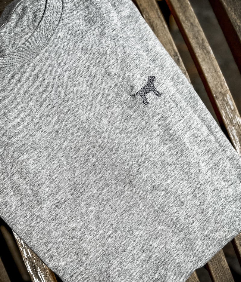 Graues T-Shirt unisex mit Jagdhund Icon