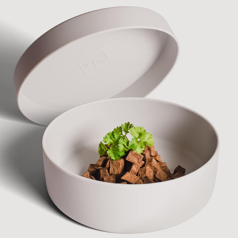 Silikon-Futternapf mit Deckel in stone grey