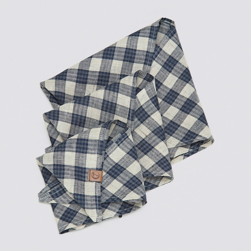 Hundehalstuch Bandana Check Dark Blue - Beige