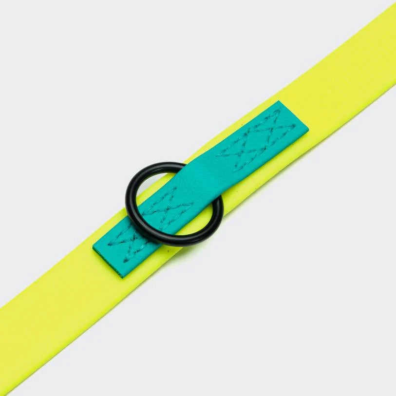 Hundeleine verstellbar BioThane Ipanema Neon Yellow und Aqua