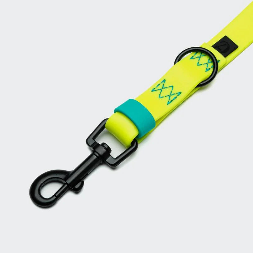 Hundeleine verstellbar BioThane Ipanema Neon Yellow und Aqua