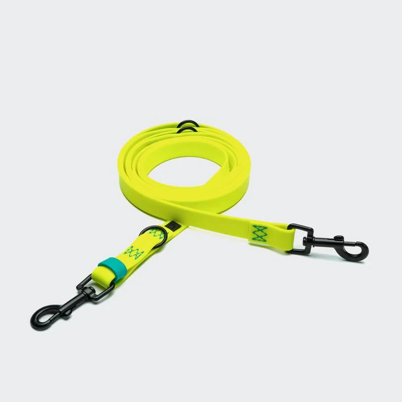 Hundeleine verstellbar BioThane Ipanema Neon Yellow und Aqua