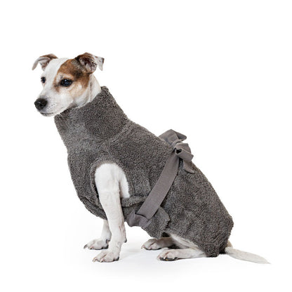 Organic cotton dog bathrobe "Stone Grey"