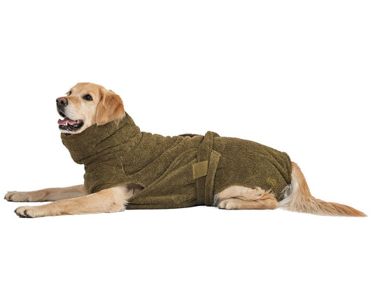 Hundebademantel aus Bio-Baumwolle "Olive"